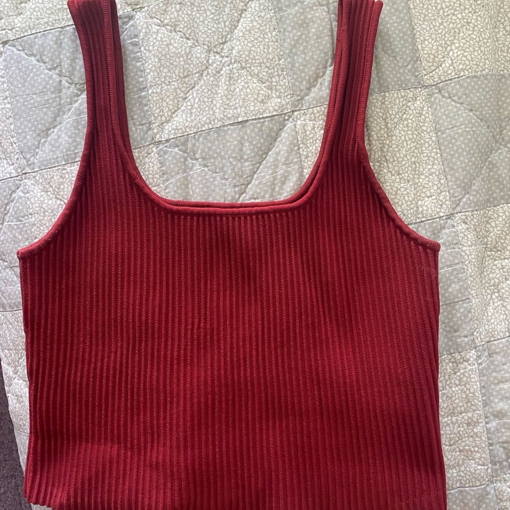Forever 21 Red Ribbed Crop Tank Top